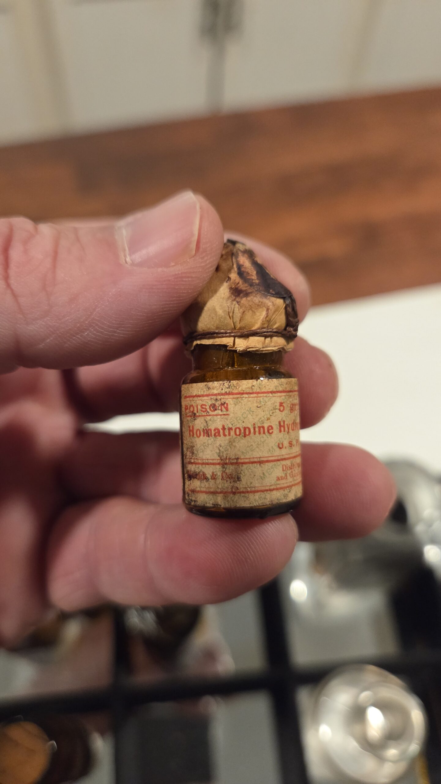 Early 20th Century Merck Poison Bottle, Paper-Sealed Warning